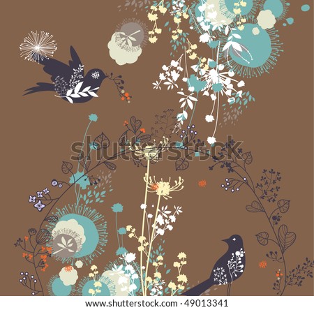 birds wallpaper. floral irds wallpaper