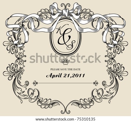 stock vector Vintage wedding card save the date