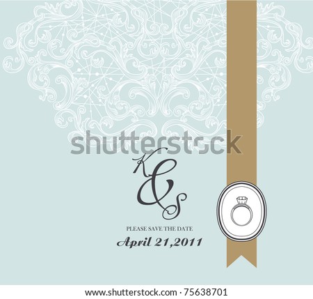 stock vector cool and simple wedding card in light blue