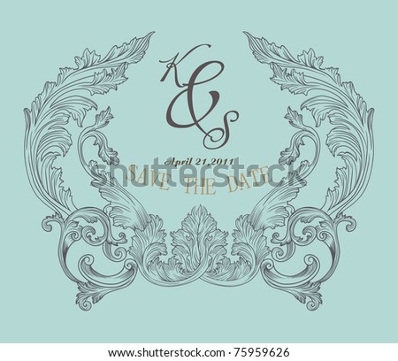 stock vector vintage look save the date for a wedding card invitation card