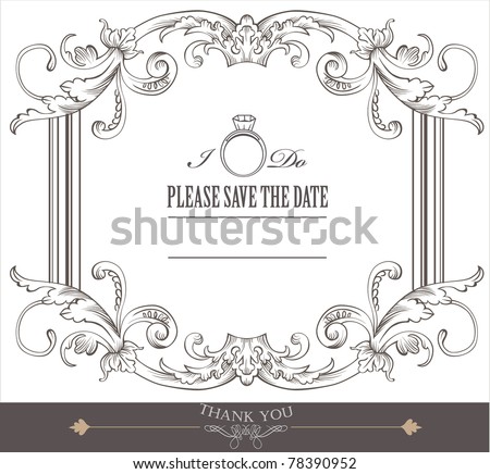 stock vector wedding invitation card design vintage card