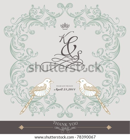 vintage card design- best for wedding invitation-birthday and more