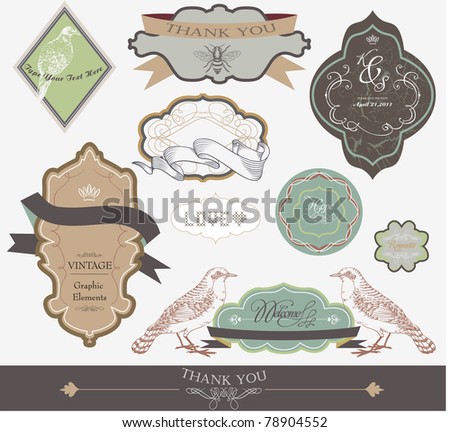 stock vector scrapbook and wedding invitation card label series