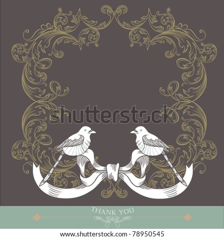 stock vector retro wedding card with birds