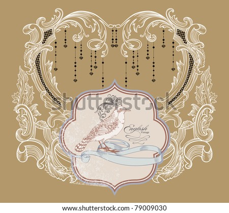 stock vector vintage cover design best card for wedding with bird