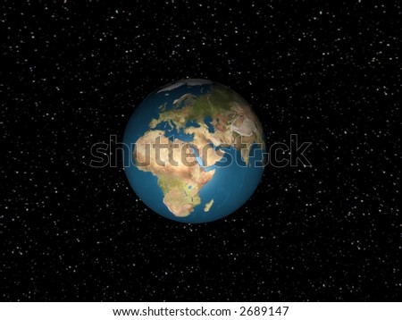 Continents of Europe and Africa,rendered