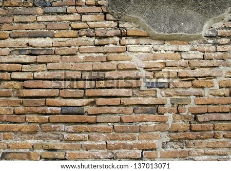 Aged street brick wall background, texture