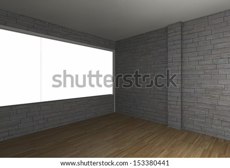 Empty room with brick wall and wood floor