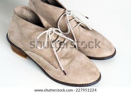 Woman Suede Leather Shoes on white