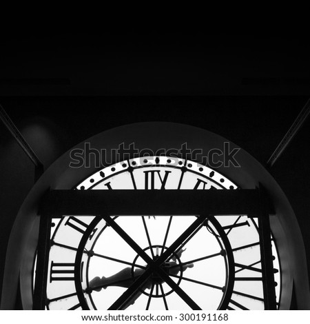 Paris, France - May 14, 2015: The clock with roman numerals in the museum D\'Orsay. The museum houses the largest collection of impressionist and post-impressionist masterpieces in the world.