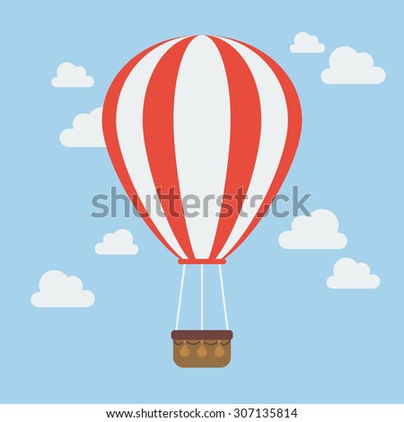 Hot air balloon. Vector illustration in flat style design.