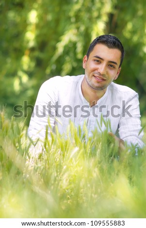 Portrait of relaxing man in  a summer day-SMALL DOF