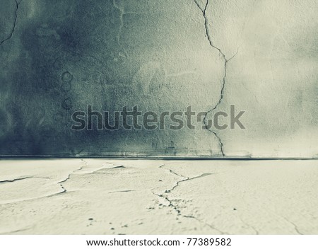 Empty damaged room - wall with floor