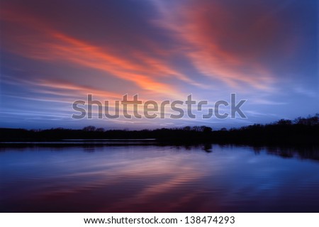 Beautiful summer sunset on the lake