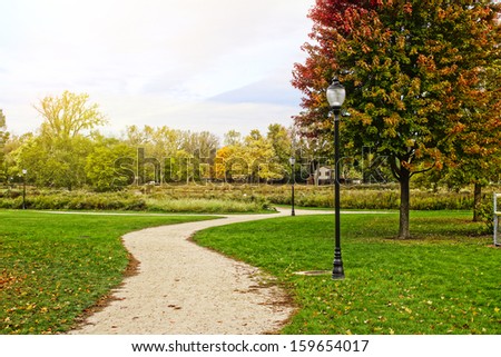 Beautiful path in the fall park