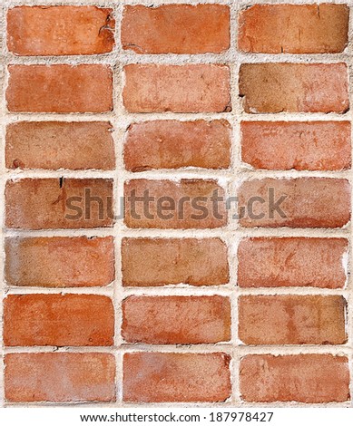 Red brick wall section, use as stand alone image or perfectly repeating tile background.