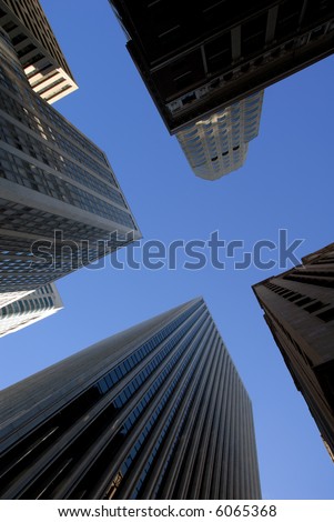 Looking Straight Up At Montgomery and Market Street Skyscrapers, San Francisco California