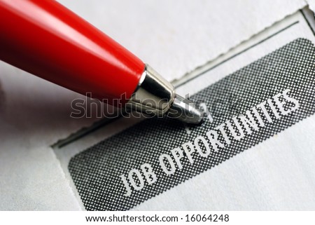 Job Opportunity Classified Advertising with Red Pen