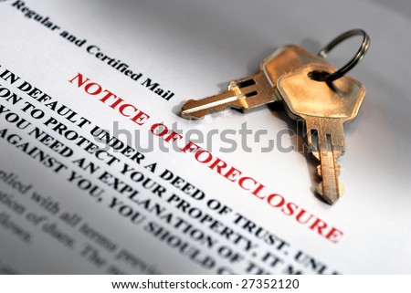 House keys and foreclosure notice