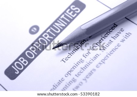 Job Opportunity Classified Advertising with Yellow Pencil
