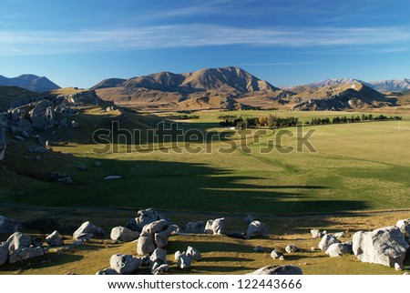 Landscape around Castle hill farm, New Zealand