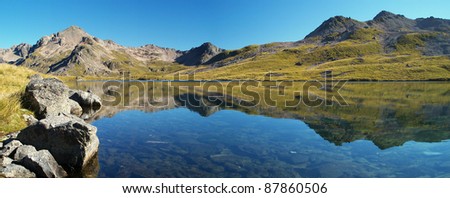 Mirror in Lake Angelus, Nelson lakes national park, New Zealand