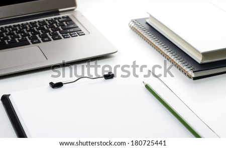 office tools on white table
