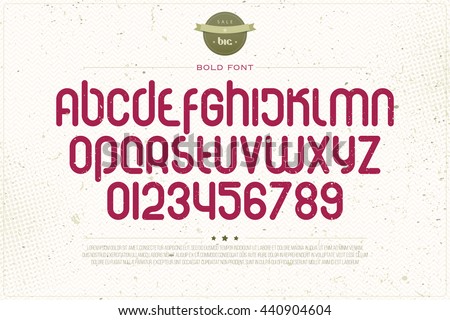 set of rounded style alphabet letters and numbers over grunge paper texture. vector font type design. modern, bold lettering icons. vintage logo text typesetting. retro alphabets typeface template