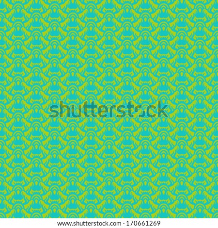 Ethnic vector seamless pattern in tropical green. Texture for web, print, home decor, textile, paper, wallpaper, card background, spring summer fashion fabric, Thai or Indian restaurant menu decor