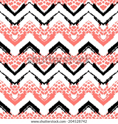 Striped hand painted vector seamless pattern with ethnic and tribal motifs zigzag lines and brushstrokes in bright colors for fall winter fashion Striped hand painted vector seamless pattern with ethnic and tribal motifs zigzag lines and brushstrokes in bright colors for fall winter fashion