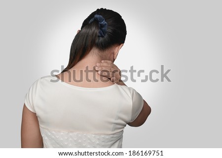 Woman neck pain.