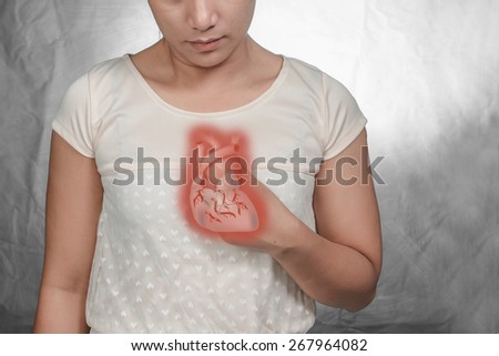 Woman Chest pain, heart attack.
