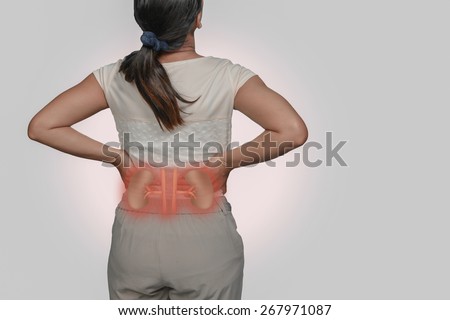 woman back Pain and Kidneys.