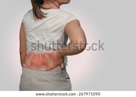 woman back Pain and Kidneys.