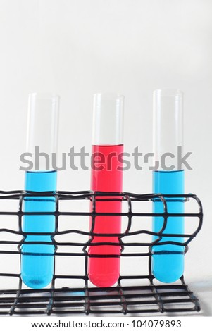 Multicoloured test tubes, Science and medical glassware and test tube