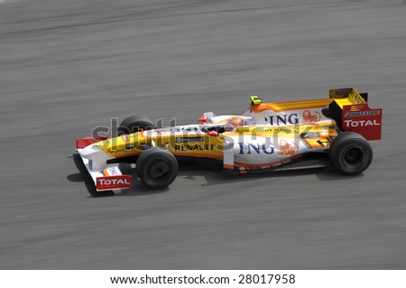 SEPANG, MALAYSIA - APRIL 3 : Renault Formula One driver Nelsinho Piquet  of Brazil drives his car during the first practice session during 2009 Malaysian Formula 1 Grand Prix April 3, 2009 in Sepang.