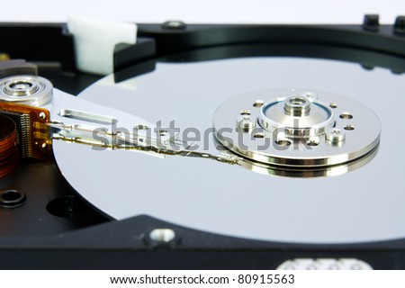 Close up image of hard disk drive