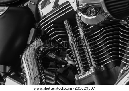 Black and white classic motorcycle engines.
