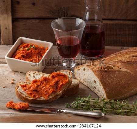 Typical Mediterranean meat spread prepared with pork and paprika.