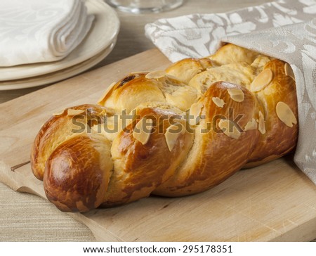 Typical Christmas bread with sliced almonds