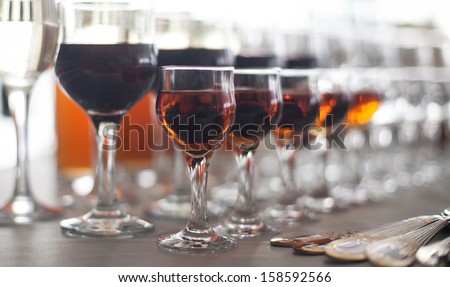 art wine glasses on the table in restaurant