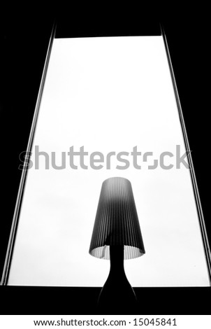 Lamp on window minimalism interior black and white