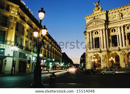 Night scene near Grand Opera in paris Night scene near Grand Opera in paris