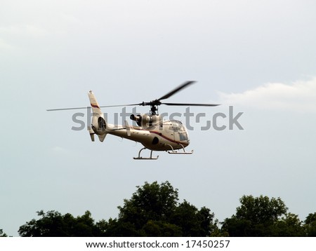 Civil helicopter hovering ready to climb and cruise