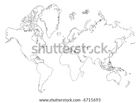 world map outline. outline map of the world.