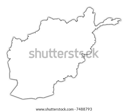 stock photo : Afghanistan outline map with shadow.