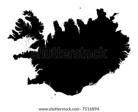 map of Iceland, black and