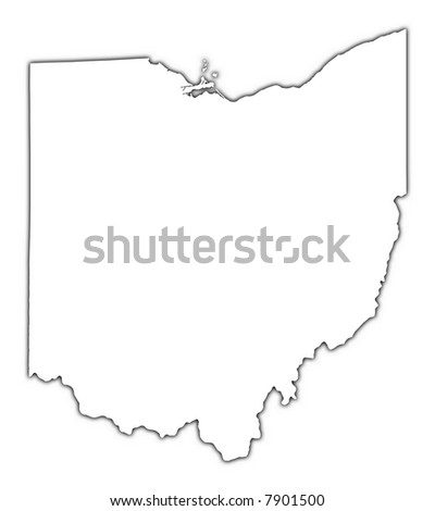 Ohio (usa) Outline Map With Shadow. Detailed, Mercator Projection 