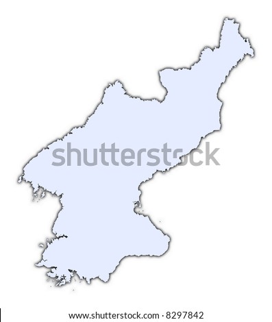 stock photo : North Korea light blue map with shadow. High resolution