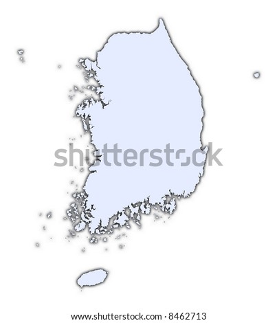 stock photo : South Korea light blue map with shadow. High resolution